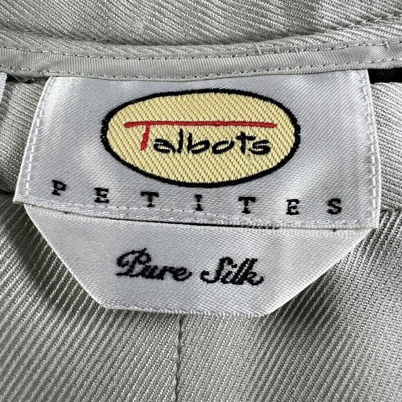 Talbots Pure Silk Pants Size 8 off white Side Zip Straight Leg Career Business - Picture 12 of 16